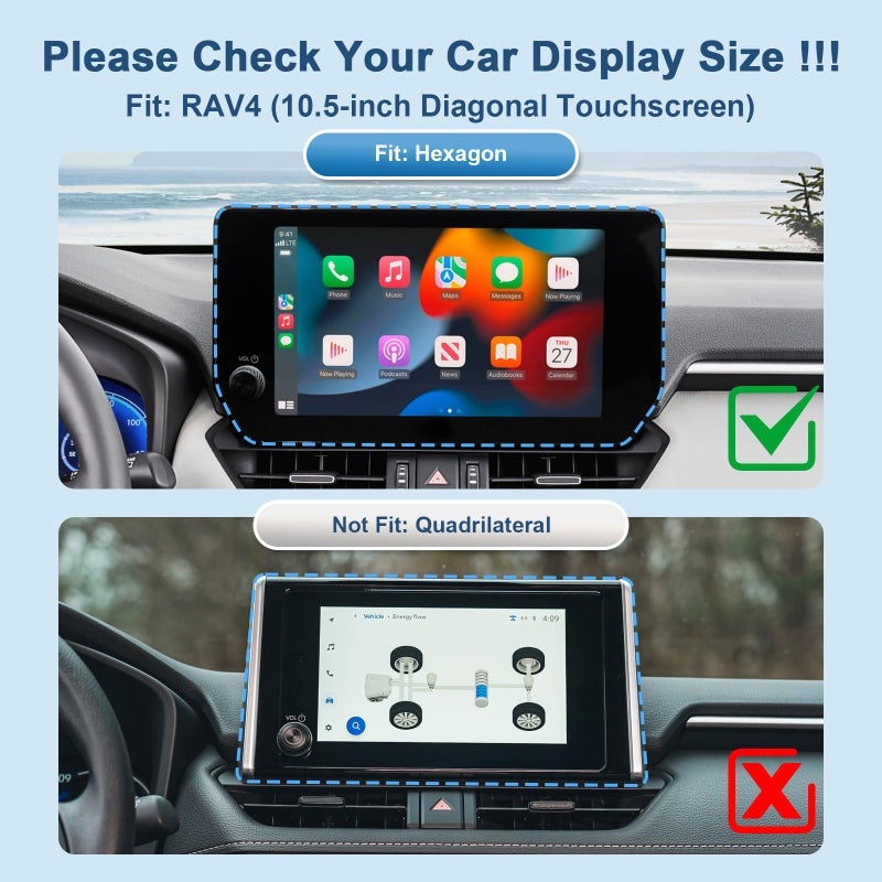 Coleya 2023 2024 2025 RAV4 Screen Protector for Toyota RAV4 (Limited/TRD Off-Road/XSE/Adventure/XLE Premium) 10.5-inch Touch Screen, 9H Hardness Tempered Glass 2025 2024 RAV4 Hybrid Accessories 10.5" - Image 3